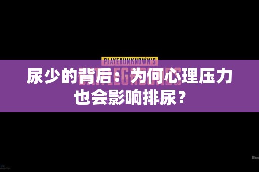 尿少的背后：为何心理压力也会影响排尿？