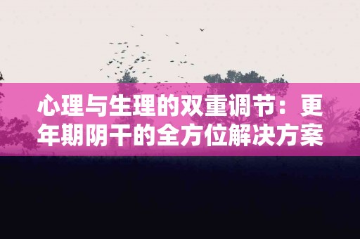 心理与生理的双重调节：更年期阴干的全方位解决方案