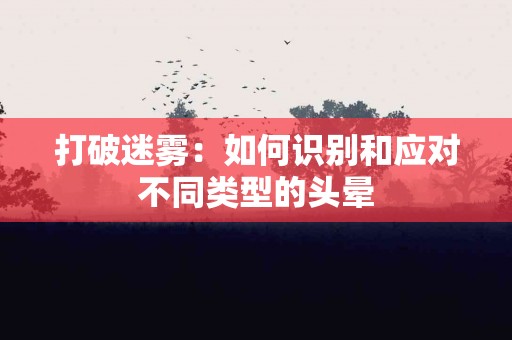 打破迷雾：如何识别和应对不同类型的头晕